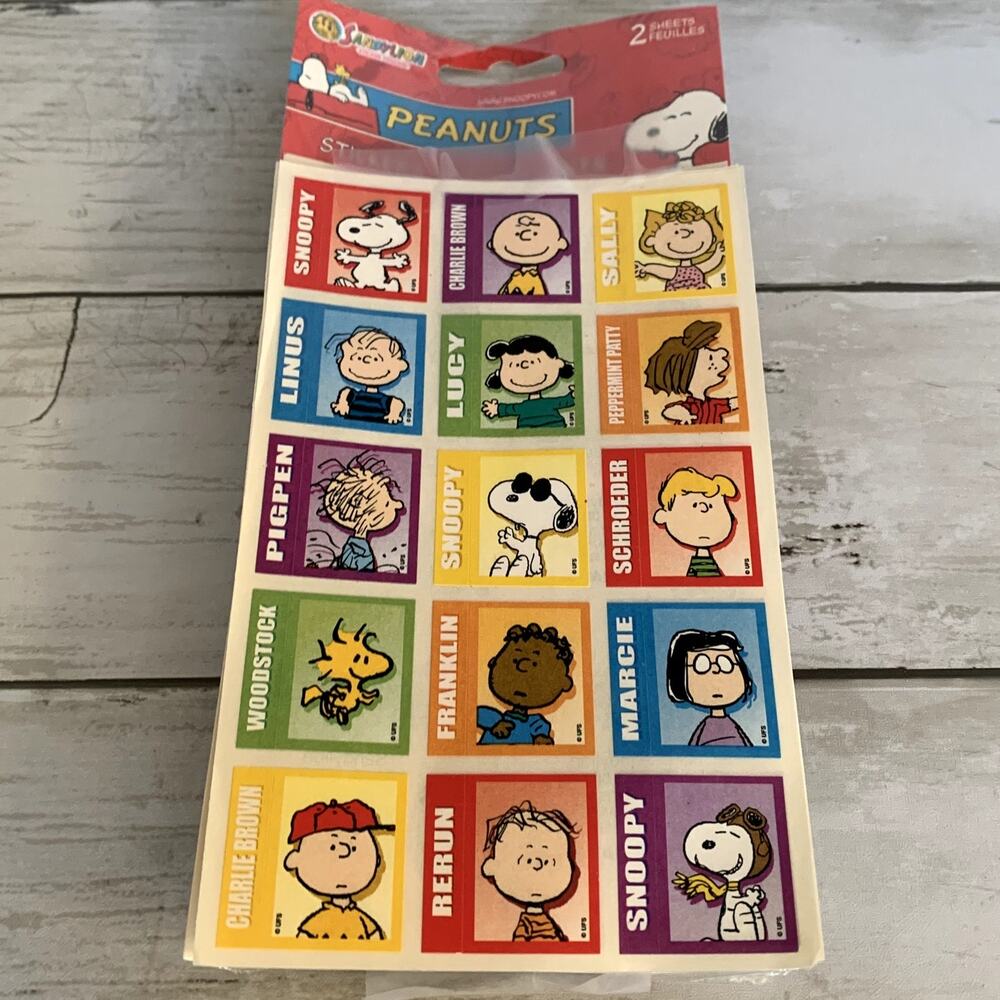 Sandylion Vintage Peanuts Snoopy Charlie Brown Lucy Linus Stickers Two Sheets